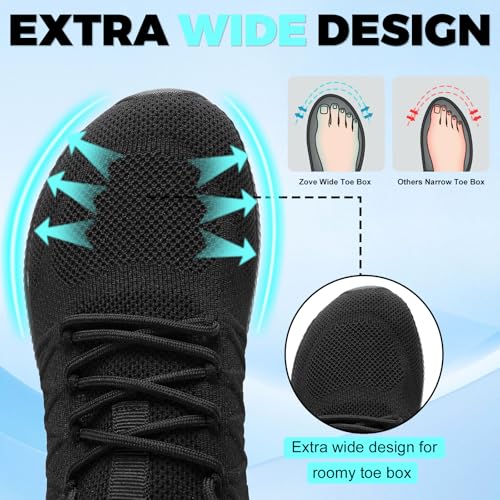 Image of ZOVE Wide Toe Box Shoes for Men Extra Wide Width Sneakers Non-Slip Ultra Light Wide Tennis Running Shoes Breathable Casual Walking Sneakers Diabetes Workout Gym Jogging Sports