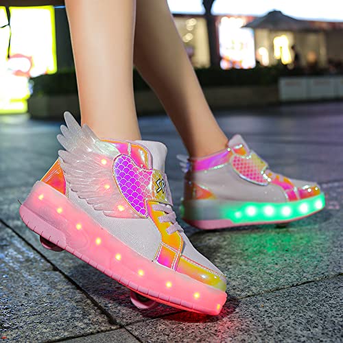 Image of Nsasy Roller Shoes Kids Roller Skates Shoes Girls Boys Wheels Shoes Become Sport Sneaker with Led for Children Gift
