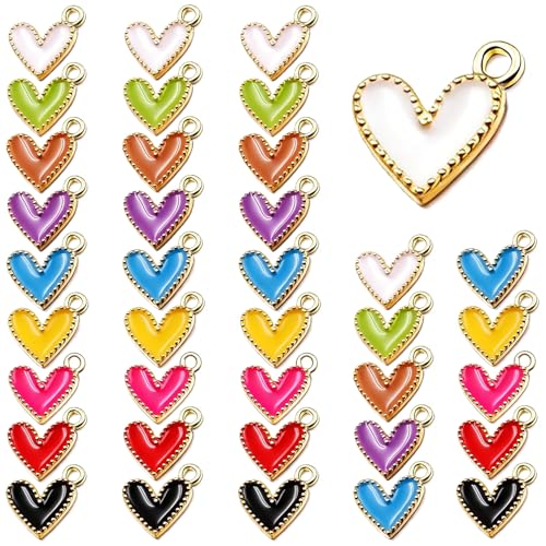 stino 80Pcs Bulk Tiny Heart Charms Decorative Enamel Metal Charms for Jewelry Making (Tiny Heart 80PCs)