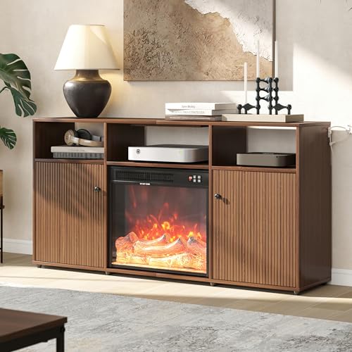 Manora Mid Century Modern Electric Fireplace 59" TV Stand for