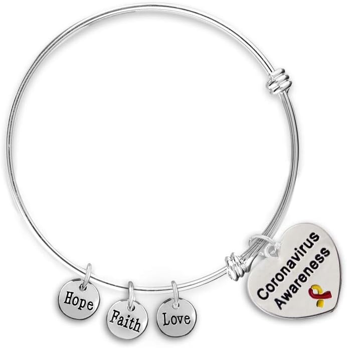 Virus Awareness Heart Charm Retractable Bracelets – Wholesale Charm Bracelets for Virus Fundraisers and Awareness Events