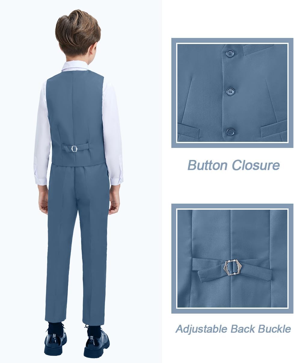 Suits for Boy Slim Fit Formal Dress Outfit Toddler Suit Blazer Vest Pants Kids Tuxedos