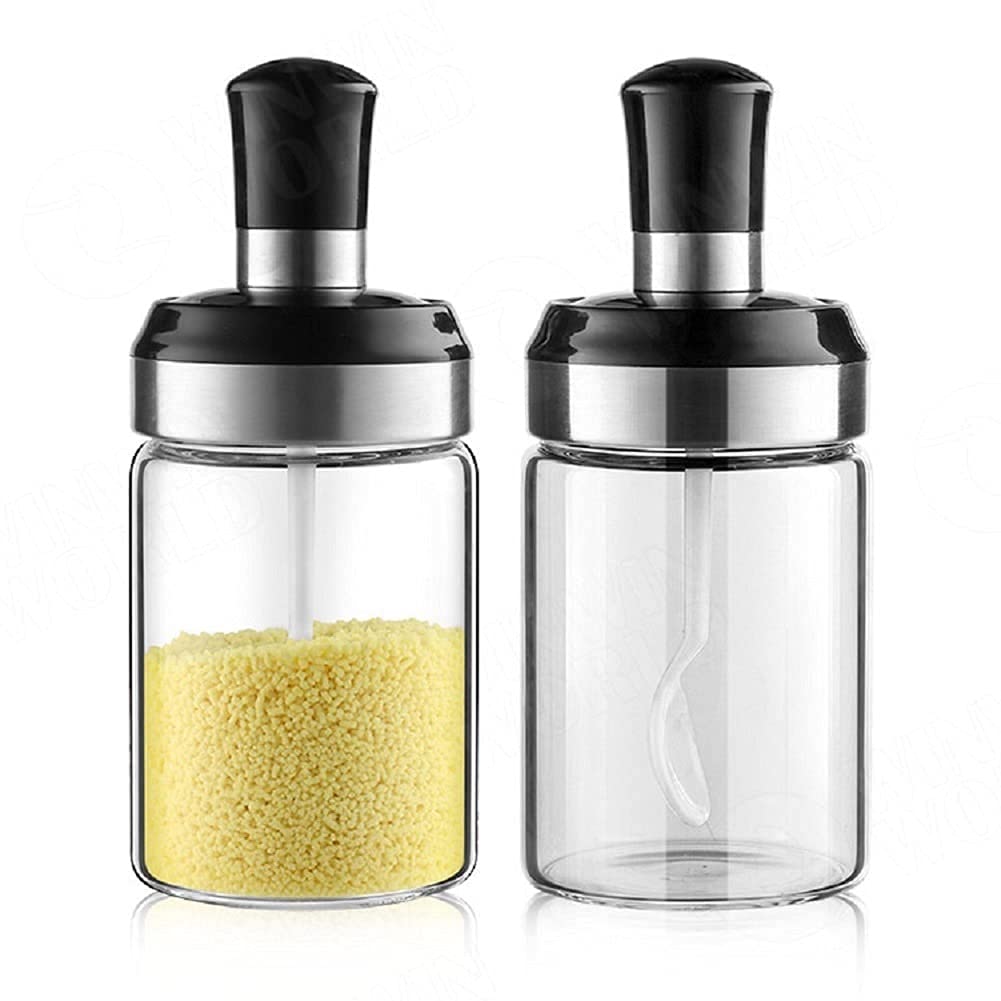 SITOLO 250 ML Leakproof Transparent Clear Glass jar with Spoon for Salt, Tea, Sugar Kitchen Organizer - Clear Glass (Set Of 2 Kitchen Spoon Jar) (B0BCYH1JXS) Amazon Price History, Amazon Price Tracker