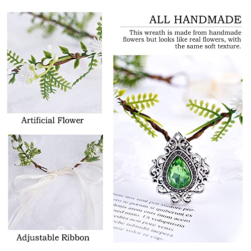 Mostory Elf Ears With Woodland Flower Crown Fairy Headband And 2 Pairs Soft Pixie Ears Set Elf Floral Headpiece Elven Tiara For Women Girls Renaissance Halloween Wedding Bridal Cosplay #TOP6