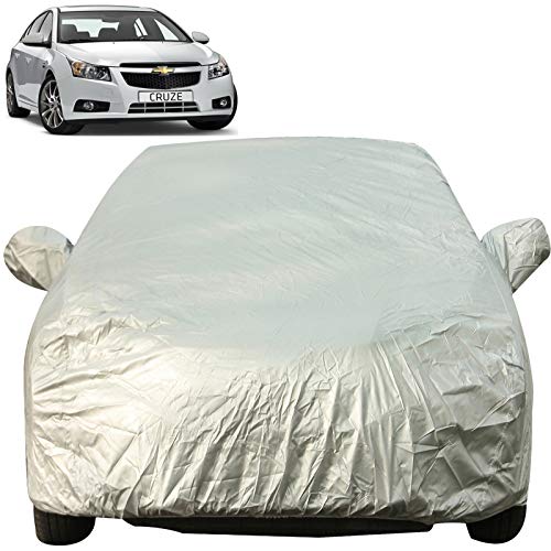 Image of Autofact Waterproof Premium Silver Matty Triple Stitched Car Body Cover with Mirror Pocket for Chevrolet Cruze