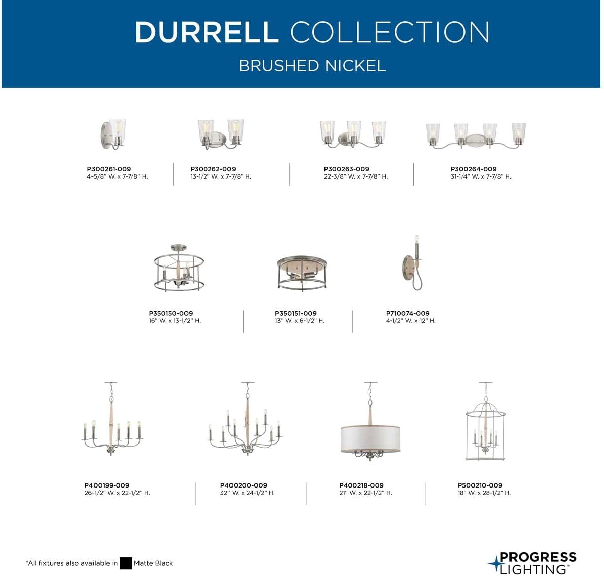 Progress Lighting Durrell Collection 5-Light Coastal Chandelier Light Brushed Nickel