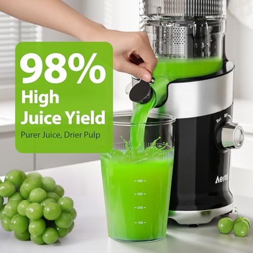 Image of Aeitto Cold Press Juicer, Juicer Machines with 4.9 inch Large Feed Chute, Fits Whole Vegetables and Fruits, Professional Juice Maker, Easy to Clean, High Juice Yield, Easy to Assemble