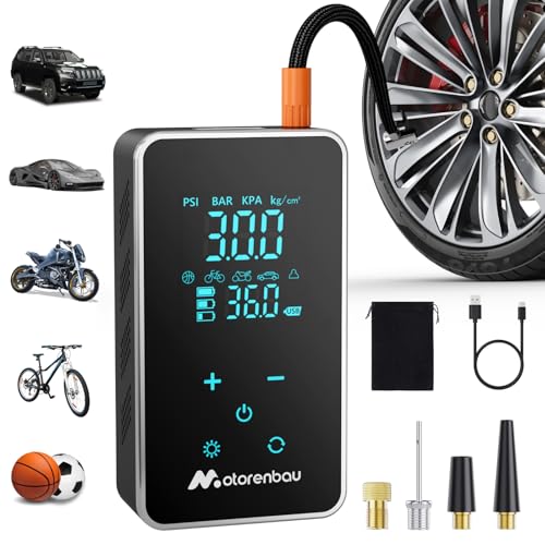 Tire Inflator Portable Air Compressor, 150PSI Cordless Air Pump for Car Tire, 3X Faster Auto Tire Inflator with Digital Pressure Gauge LCD Screen, Rec
