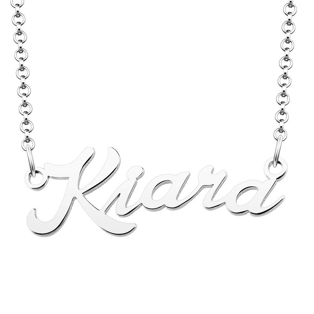 LoEnMe JewelrySilver Name Necklace of Plated Personalized Gift for Women s Couple