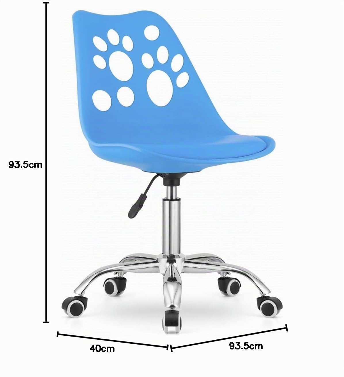 Sedia Pelle Sintetica Ergonomica Base Cromata Blu | imbottitura ergonomica, uso prolungato, moderna, sedia girevole, schienale supporto, montaggio semplice
