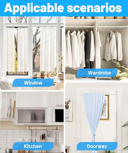 Image of 2 PCS Adjustable Curtain Rod Without Drilling, Tension Rods for Curtains, Extendable Curtain Rod for Windows, Bathroom, Closet, Dorm Rooms, 15-27 Inches