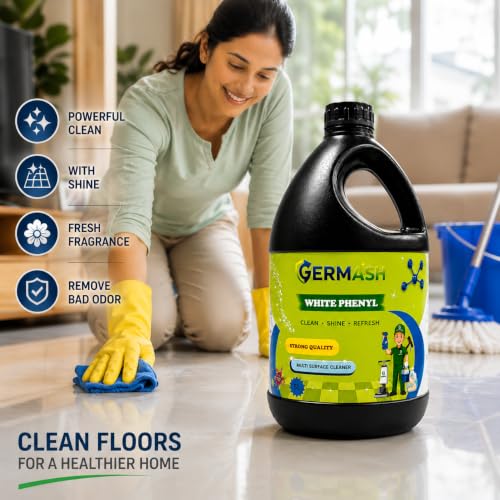 Image of Premium White Floor Cleaner Disinfectant Phenyl Liquid Surface Cleaner for Hospitals, Homes, Offices & Commercial Use Removes Dirt, Stains & Germs - 1 L