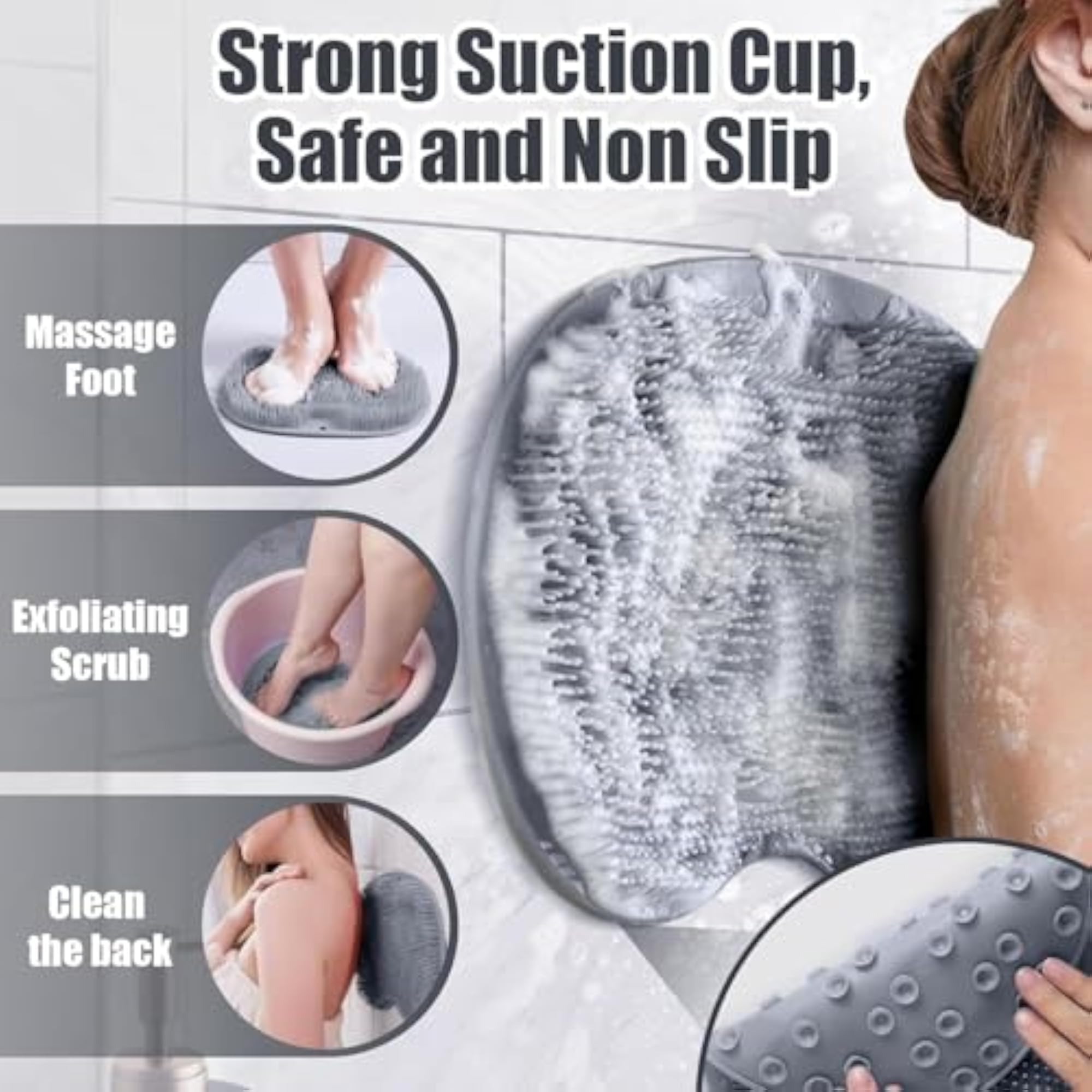 SARVO Foot Scrubber and Massager Mat with Non-Slip Suction Cups
