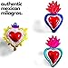 Mexican Milagros Charms - Tin Painted Sacred Heart Ornaments - Mexican Art (Set of 6) - Multicolor