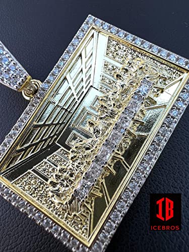 Icebros Moissanite 925 Silver Gold Plated Iced Jesus Last Supper Pendant Necklace (14K Gold) #TOP1
