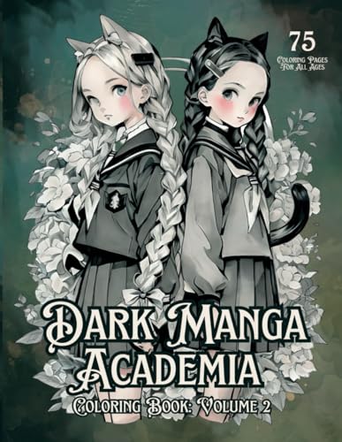 Dark Manga Academia: Volume 2: Gothic Glam Coloring Book for Adults and Teens, 75 Grayscale Coloring Pages image 2
