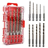 Set di 10 Punte per Trapano HSS-Co M35 al Cobalto, Punte Elicoidali con Codolo Esagonale per Acciaio Inossidabile, Metallo Duro, Legno e Plastica (2-6mm / 2/2.5/3/3.2/4/4.8/5/5.2/5.5/6mm)