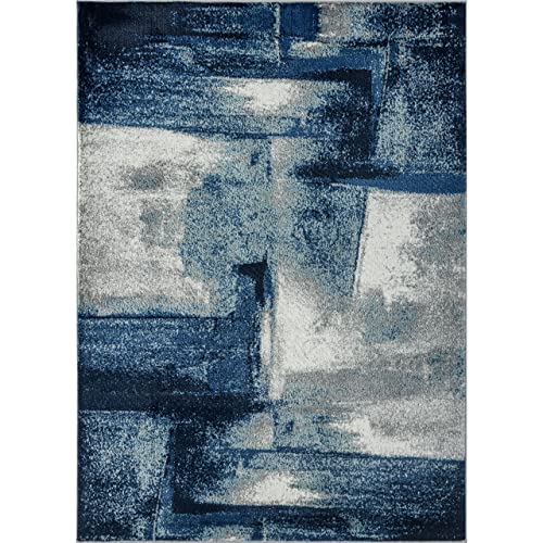 LUXE WEAVERS Contemporary Abstract Navy 8x10 Area Rug