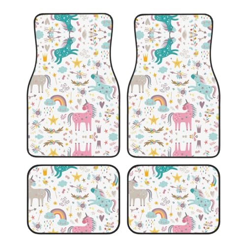 Alfombrillas de coche rosa Unicorns juego de 4 piezas impermeables para todas las estaciones