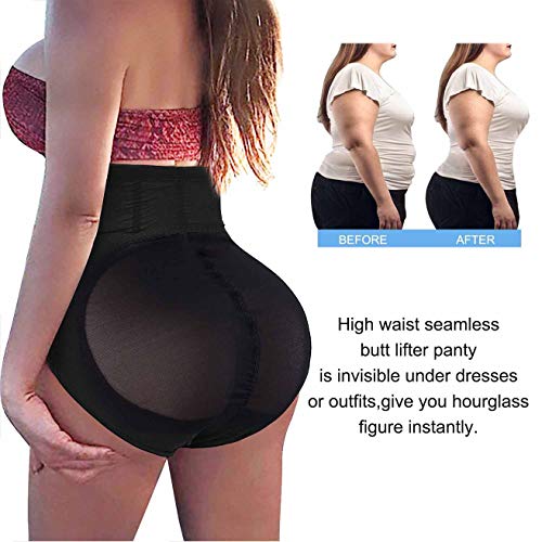 Nebility Women Butt Lifter Shapewear Hi-Waist Tummy Control Body Shaper Shorts Waist Trainer Panty (L, Black Butt Shapewear) #TOP1