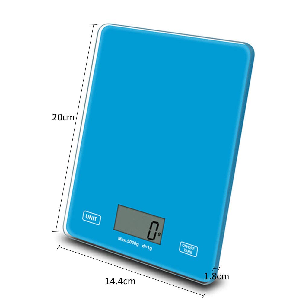 Digitale Küchenwaage Für Lebensmittel, Professionelle Mini-Küchenwaage Zum Aufhängen, Präzises Elektronisches Wiegen, LCD-Display Mit Tara-Funktion, Kochgerät Mit Schlankem Design,Blue-5kg / 1g