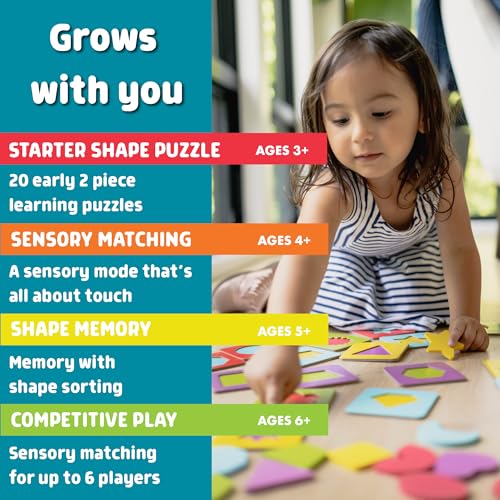 Chuckle & Roar Wooden Shape Matching Game - Medium, Classic, Rectangular - 4-in-1 Shape Puzzles - Puzzles for Kids Ages 3–6+ - Toddler Learning Toys & Fine Motor Skills by Chuckle & Roar - Image 4