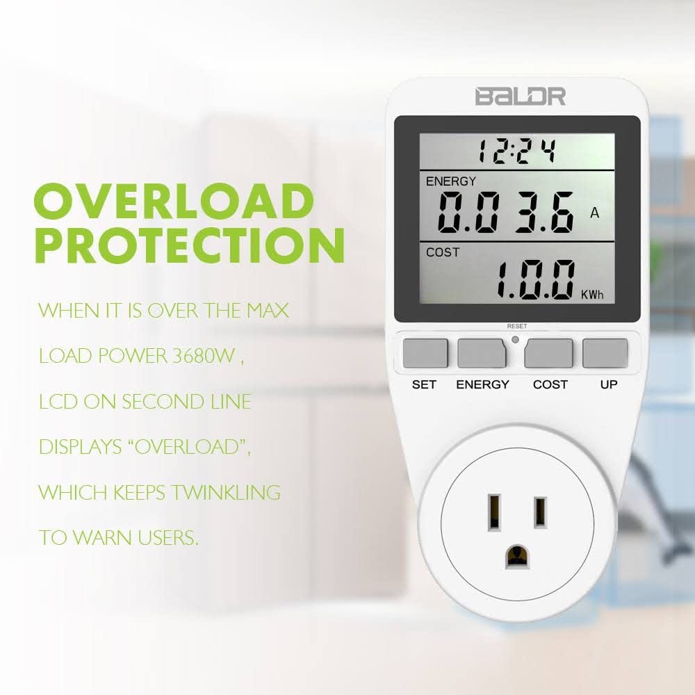 BALDR U.S. Electricity Usage Monitor for Home Kilowatt Meter Sockets