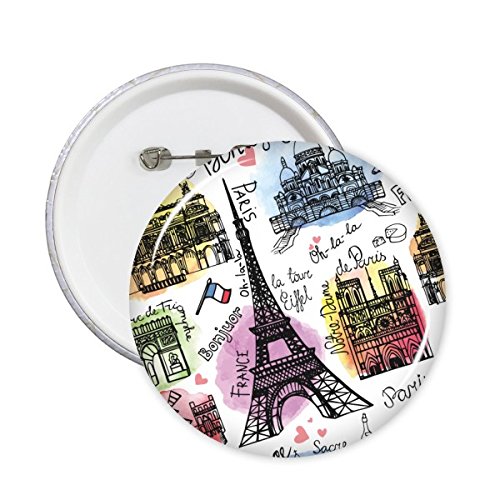 Badge rond France architecture drapeau paysage national 5Pcs