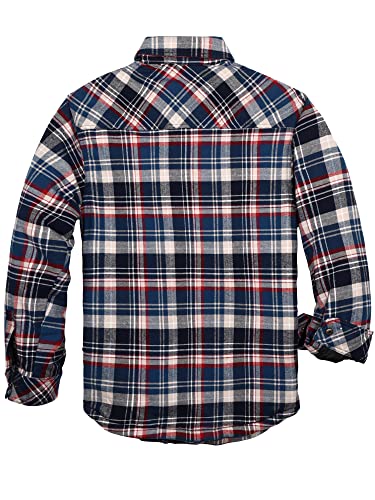 Image of COEVALS CLUB Men's Flannel Shacket Casual Button Snap Sherpa Quilted Lined Premium Jacket Shirts
