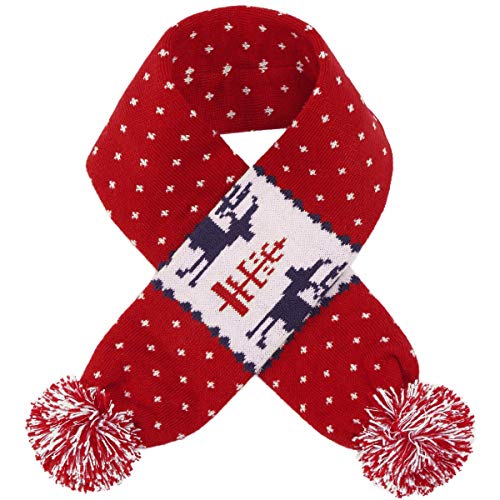 Blueberry Pet Vintage Ugly Christmas Reindeer Holiday Festive Dog Scarf in Tango Red & Navy Blue, Small/Medium - Image 4
