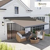 Outsunny 4 x 3(m) Full Cassette Electric Awning with Remote Controller, Aluminium Frame DIY Retractable Garden Awning, UPF50+ Sun Shade Canopy for Deck Door Window, Light Grey - Image 2
