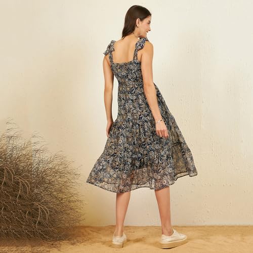 Image of Carlton London Women's Chiffon Fit and Flare Midi Dress