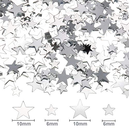 Image of Hestya 60g Star Confetti Glitter Table Confetti Metallic Foil Stars for Party Wedding Festival Decorations(Silver,10mm and 6mm)
