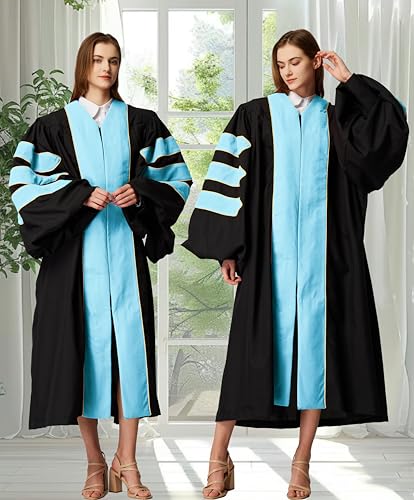 Image of MyGradDay Unisex Deluxe Graduation Doctorate Robe with Gold Piping Available for Customization