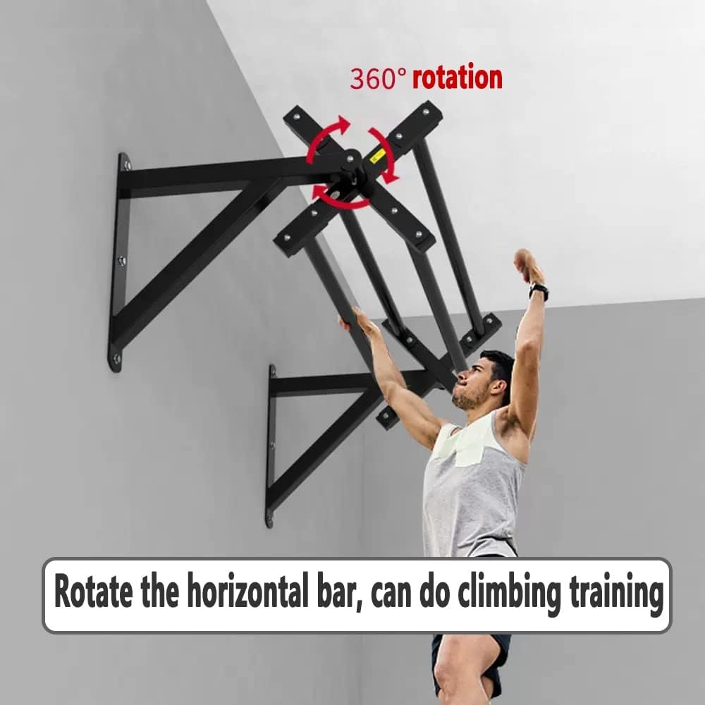 Wall Mounted Pull Up Bar, Rotating Horizontal Bar Parallel Bar Clim e, Indoor Strength Training Fitness Equipment, Max Load 300kg