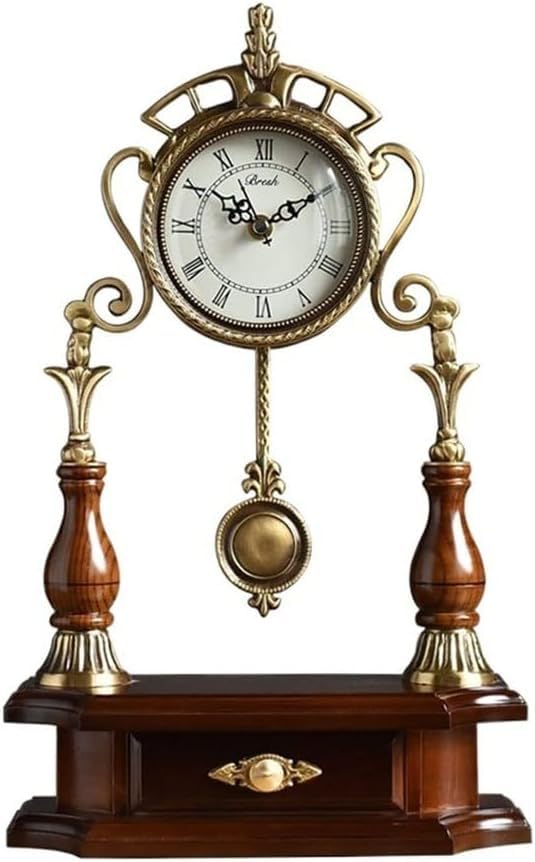 Reloj de chimenea de madera con luz estilo retro para decoración de salón 3