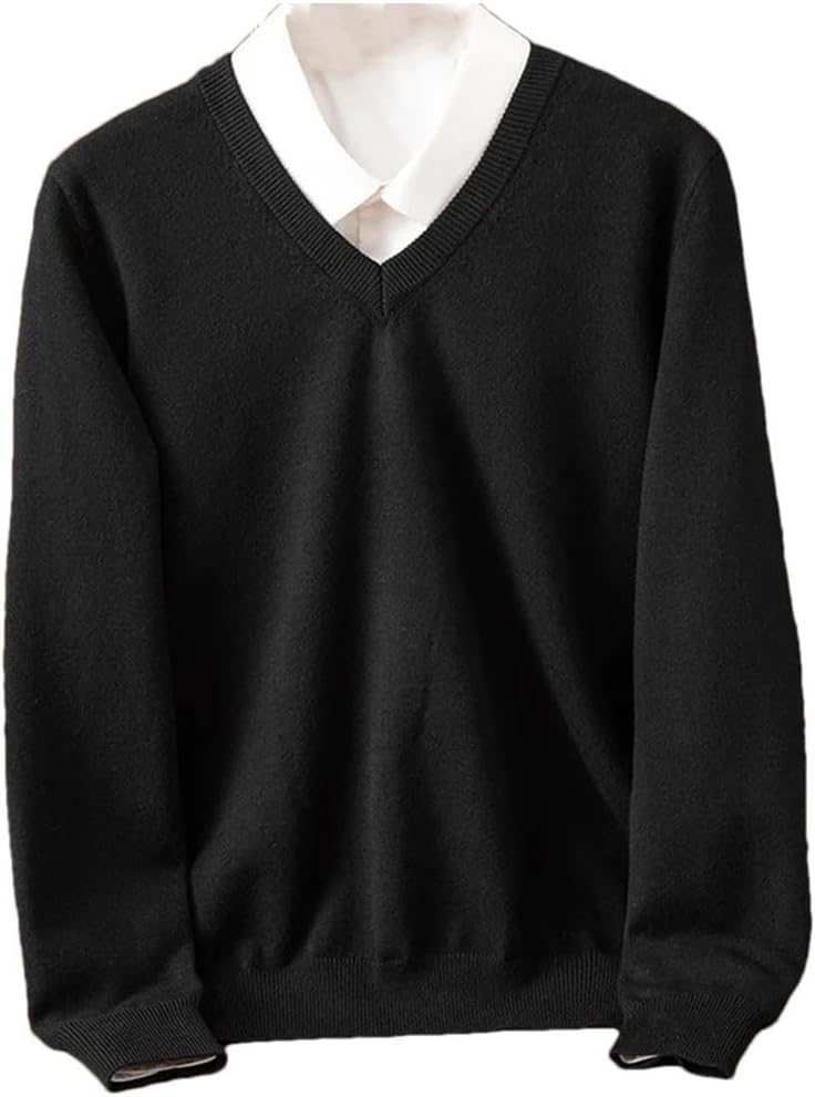 Men Sweater Thick Pullover Classic V-Neck Clothes Jumper Jersey
