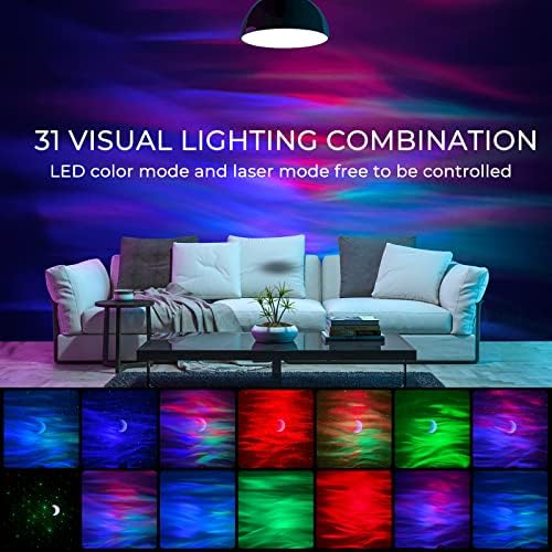 Galaxy Aurora Projector, 3 in 1 LED Northern Lights Star Projector, 6 White Noise Starry Moon Light with Bluetooth Speaker for Adult Kids Gift, Bedroom, Room Decor