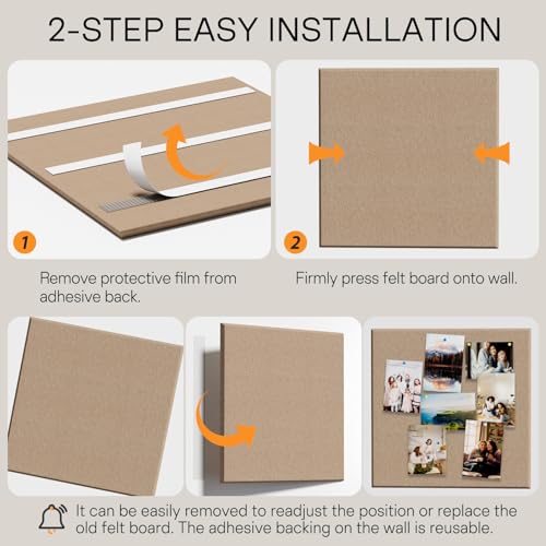 Image of MaxGear Extra Large Bulletin Board 72 inch x 48 inch, Tan Felt Wall Tiles Pushpins