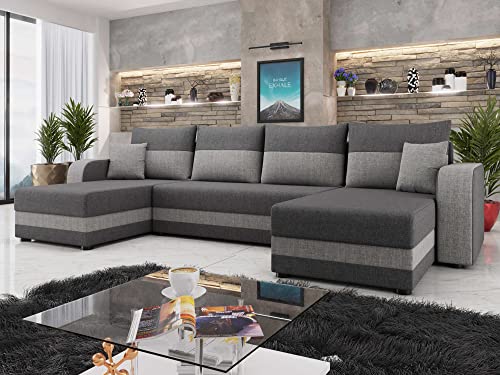 Bestmobilier - Harvey - canapé panoramique - Convertible - avec Coffre - en Tissu - 7 Places - Style Contemporain