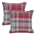 always4u Lot de 2 housses de coussin à carreaux pour canapé de salon Rouge 45,7 x 45,7 cm