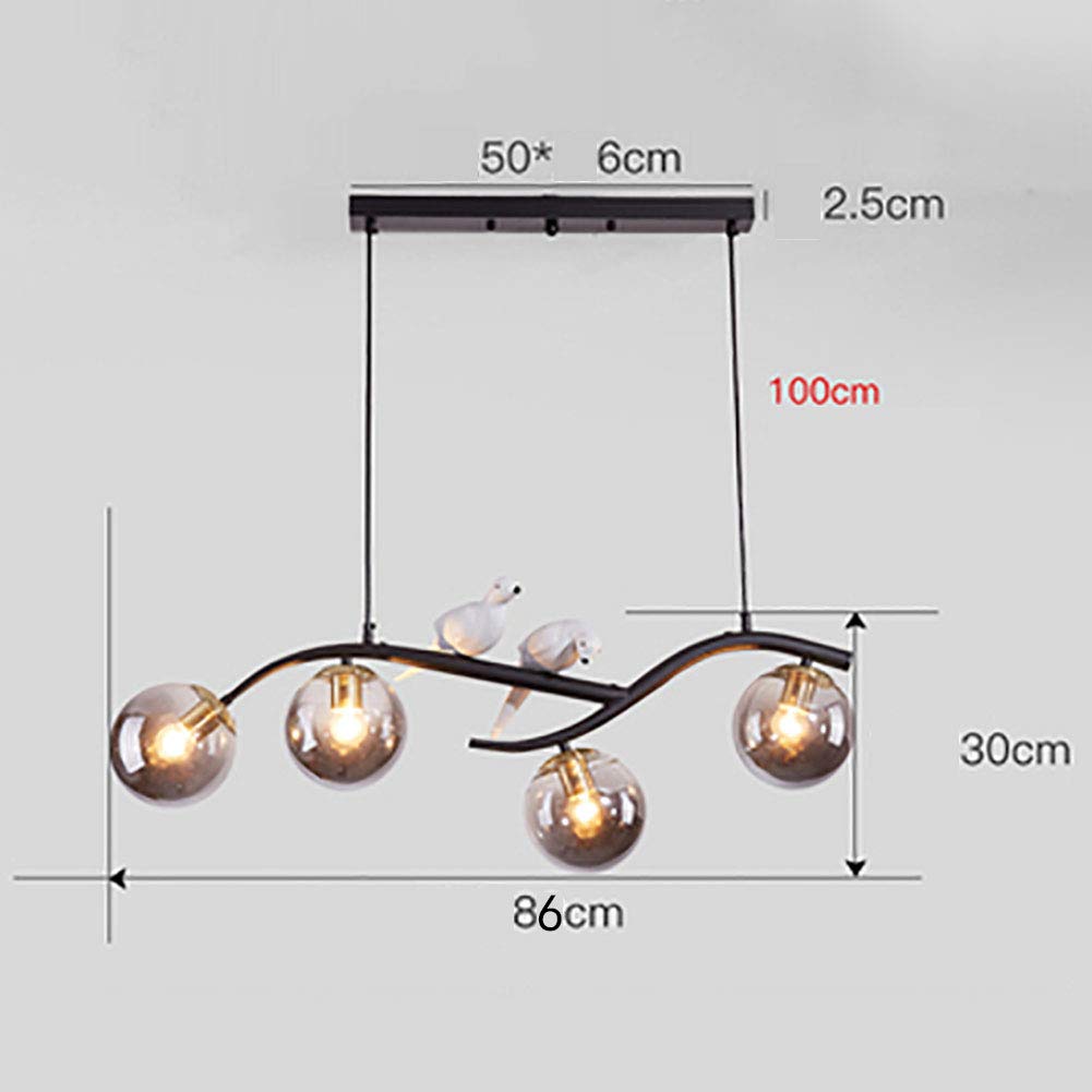 G9 Semplice Moderno Designer Lampadario,Creativo Lampada Da Tavolo Da Pranzo,Lampade Nordiche,Sala Da Pranzo Studiare Bar Soggiorno Sala Da Pranzo-Nero. Copertura in vetro fuliggine