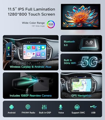 11.5" Car Radio for Honda Accord 13-17, Wireless CarPlay & Android Auto - image 8