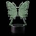 AZALCO 3D Illusion Butterfly Night Light Lamp with 7 Color change0 touch base power by AA batteries Kids Room Decor Lighting Teenage Girl Birthday Xmas Christmas Gift
