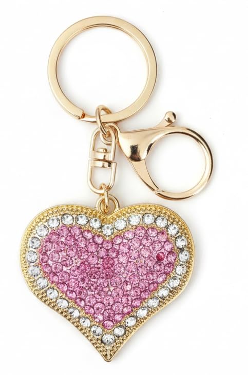 Dimond Heart Keychain for Women & Girls | Shiny Creystal Heart Pendant Key Ring | Stylish Bag, Purse & Backpack Charm | Lightweight Decorative Hanging Key Holder.-image-20