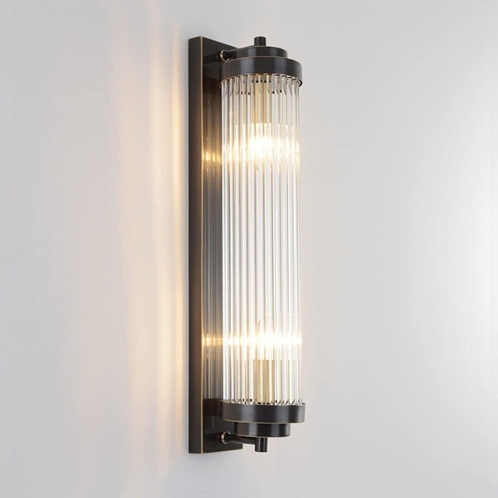 JYBNBBE Wall Sconces for Bedroom Industrial Crystal Glass Shade Wall Light E14 Lighting Indoor Bedside Headboard for Bedroom Living Room,Glass-12 * 60cm