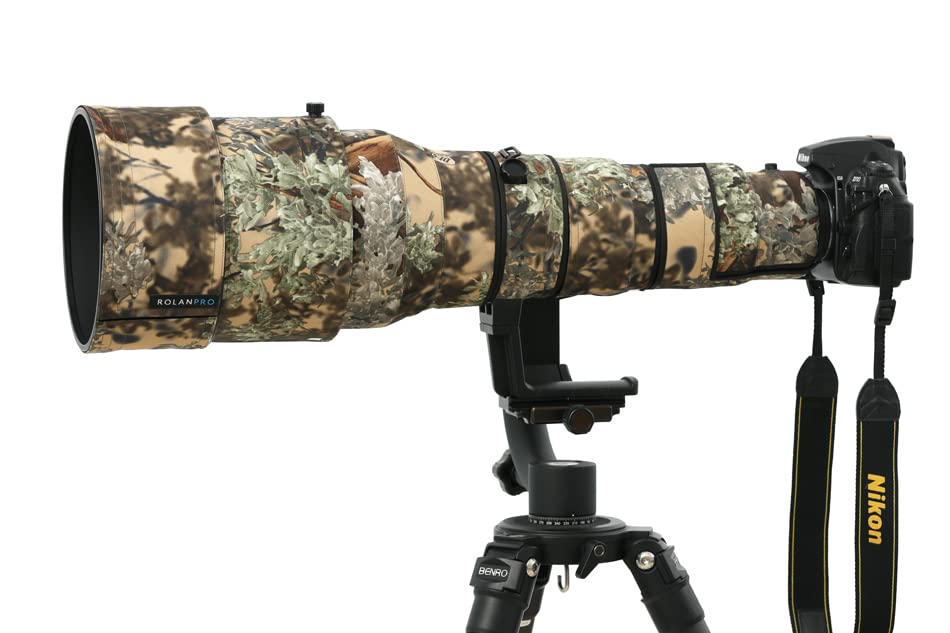 ROLANPRO Lens Clothing - Copertura antipioggia mimetica per Nikon AF-S 600 mm f/4G ED VR, custodia protettiva per obiettivo della fotocamera - #14 verde giungla impermeabile