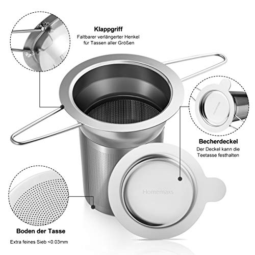 Infusor de chá UPKOCH de aço inoxidável, coador de filtro de coador para chá, café, bebidas