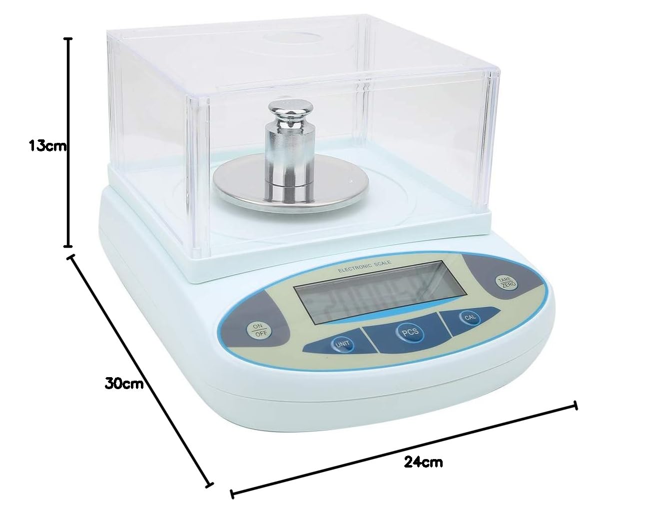 Digitale Labor-Analysewaage 200 g x 0,001 g 1 mg, Hochpräzise Schmuckwaage mit 100 g Gewicht (EU-Stecker)