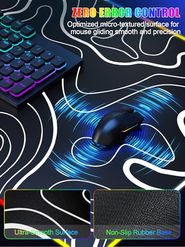 Image of Mouse Pad with Foldable Phone Holder & Wireless Charger, XXL RGB Gaming Mousepad 31.5 inchx15.8 inch Large Desk Mat for Keyboard, Black Desk Pad with Dual Qi Charging Station | 11 Colors 5 Modes | Waterproof